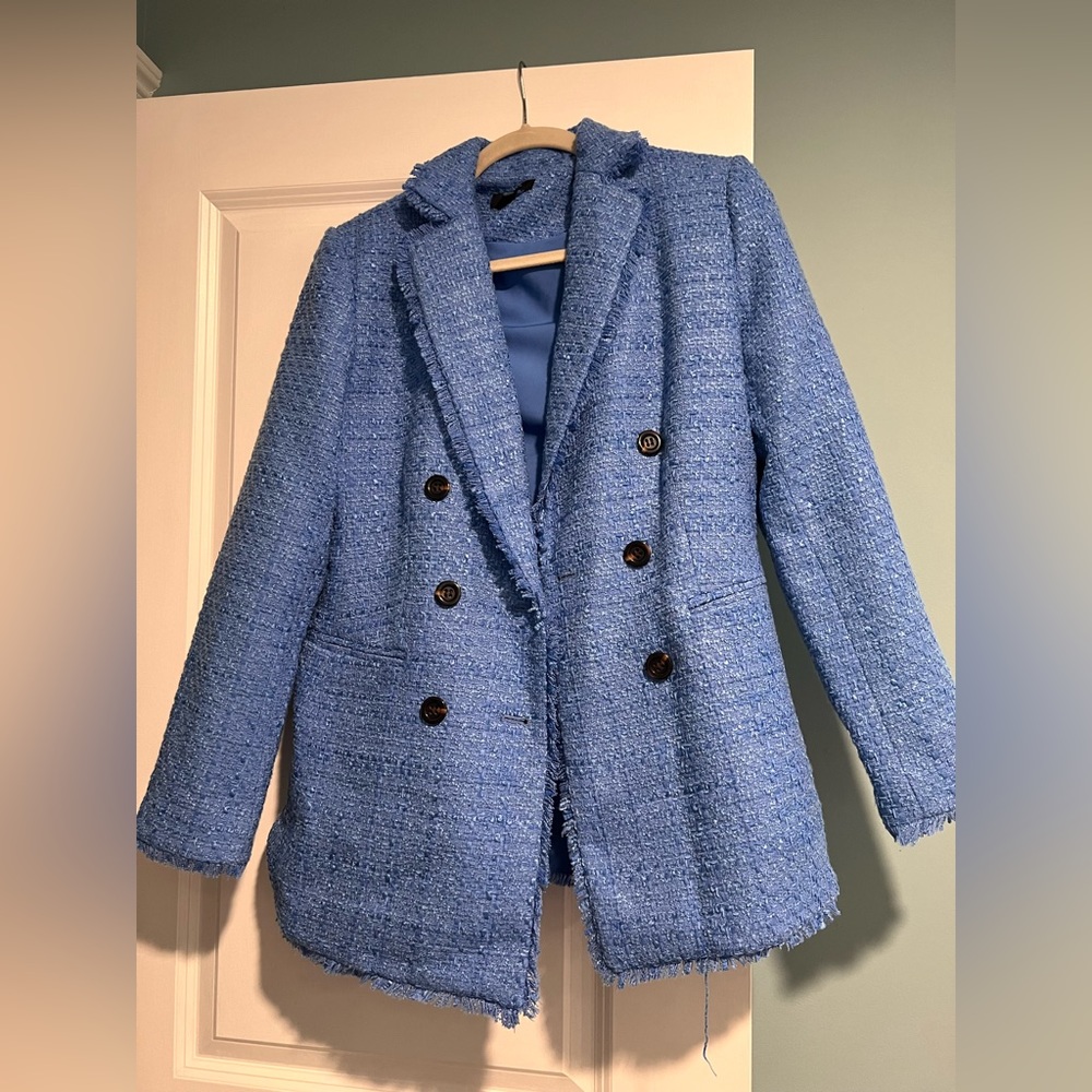 Ann Taylor Tweed Double Breasted Blazer